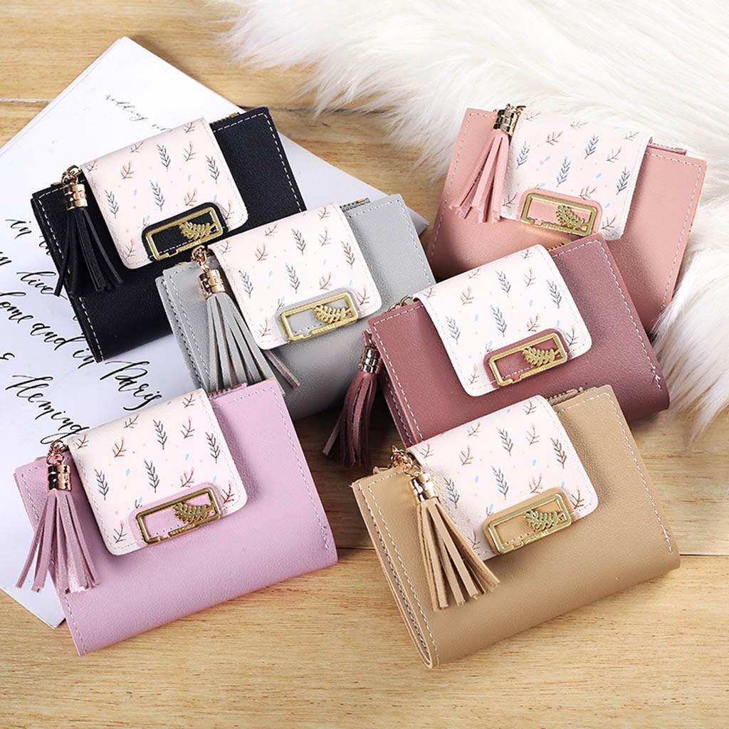 

Fashion Women Clutch Tassel Short Print Coin Purse Small Wallet Card Pack