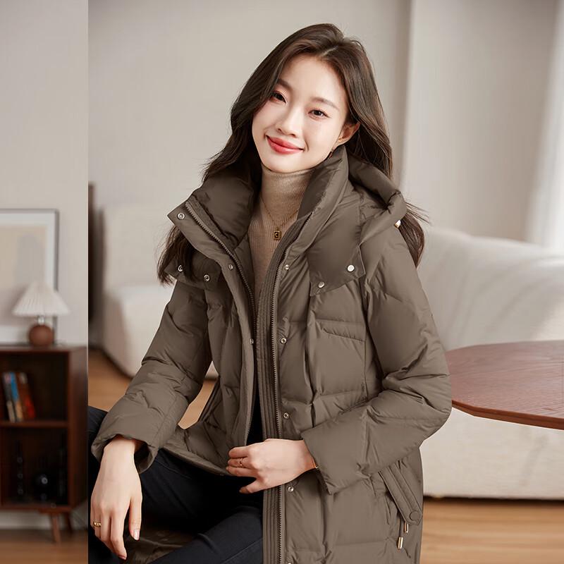Yiliteng Women's Fashion Hooded White Duck Down Jacket
