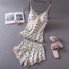 New sexy pajamas women's summer ice silk nightdress suspender shorts loungewear two-piece suit thin Internet celebrity live broadcast