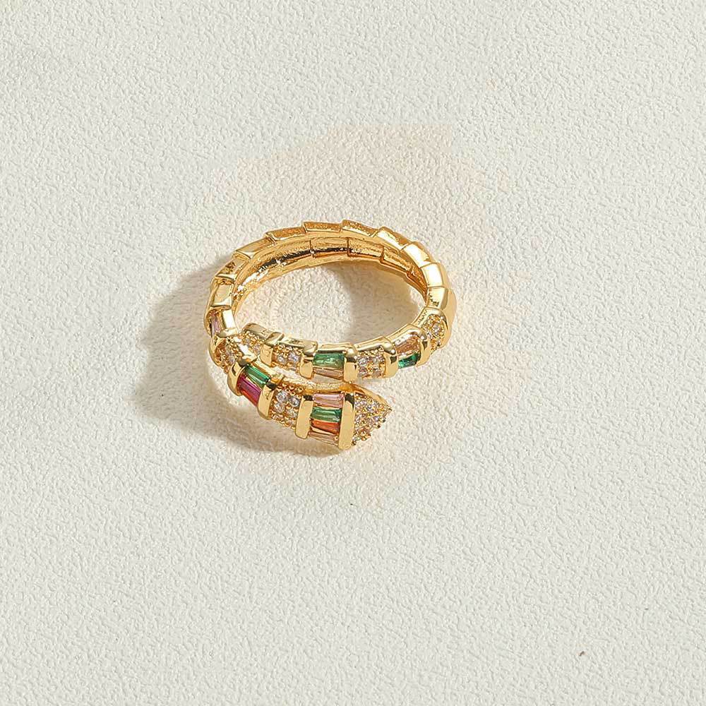 

2025 Новинка Кольцо-змейка с открытой шинкой для женщин Блестящие медные кольца с кубическим цирконием Парные Забавные украшения для вечеринок Подарки