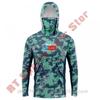 Mens Quick-Dry Ice Silk Long Sleeve Fishing Shirt UPF50 Sun Protection Hooded Tee With Integrated Face Cover