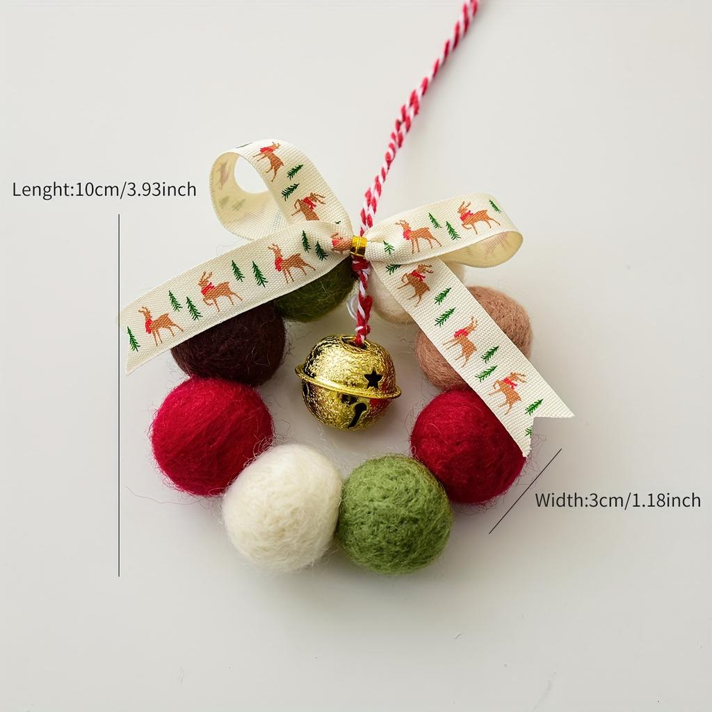 1pc Christmas Decoration,Mini Wool Ball Bell Garland Pendant for Christmas Tree,Christmas,Garland Vine Decoration,Home Decorat