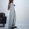 New Washed Light Blue High-waisted Slim and Versatile Straight-leg Jeans Women's Loose Mopping Wide-leg Pants