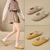 Mary Jane Women's Shoes Spring New Comfortable Matte Leather Leather Cute Velcro Light Mouth Yellow Slippers
