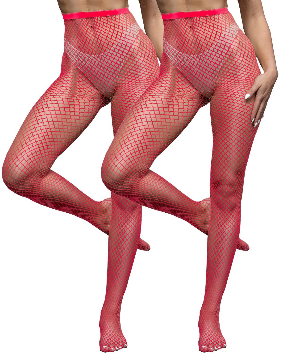 

2 Pairs Black Womens Fishnet Stockings For Women High Waist Fishnet Tights One Size