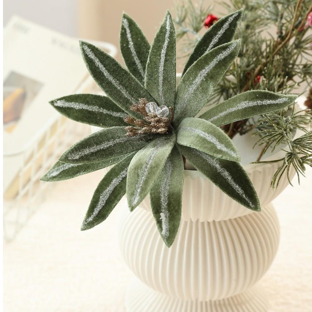 Neue 15CM Künstliche Weihnachtsstern Blume Beflocktes Stoffband Weihnachtsblume Simulationsblumen Weihnachtsbaumzubehör