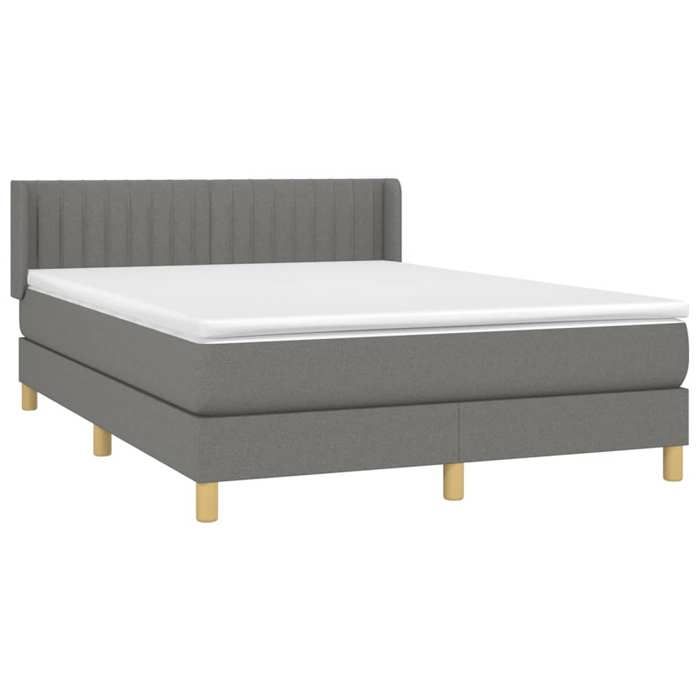 3130434 vidaXL Divan Bed with Mattress Dark Grey 140x200cm Fabric