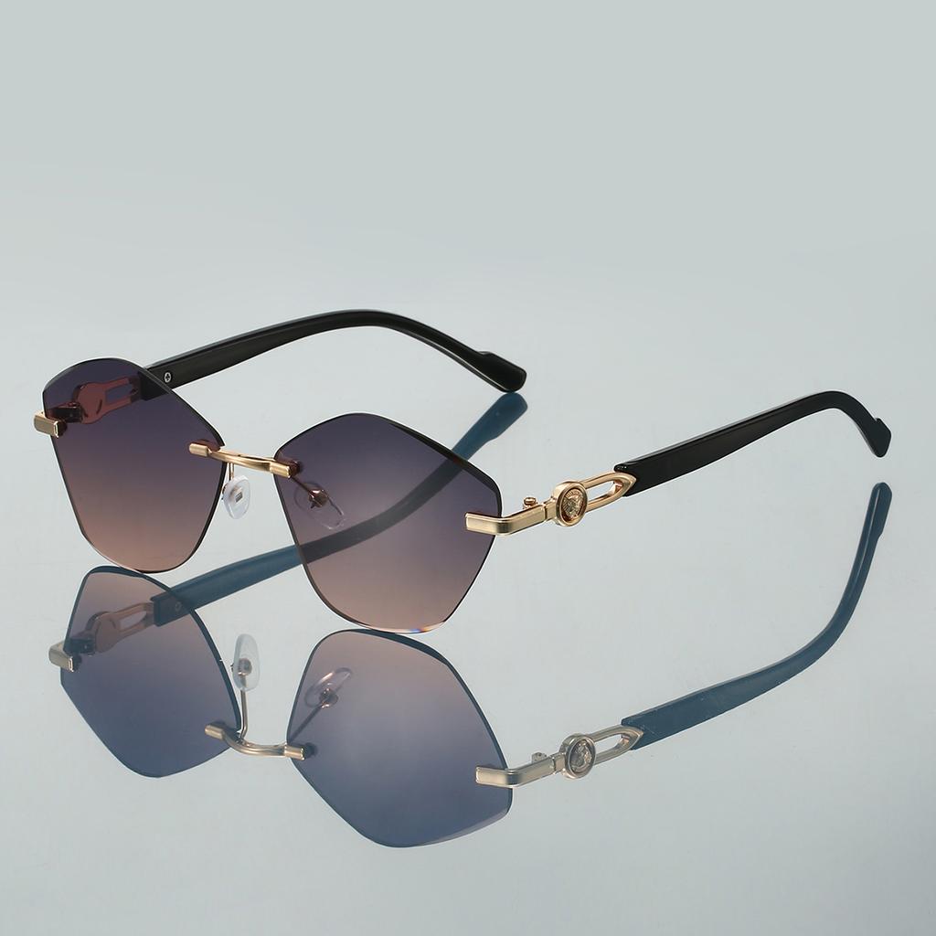 Rimless Polygon Sunglasses Women  New Chic Vintage Gradient Multi-color Casual Shades Trendy Brand Design Sun Glasses