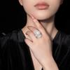 Two Way Wear Artificial Mother of Pearl Ring Luxury Statement Adjustable High Carbon Diamond Womens Ring