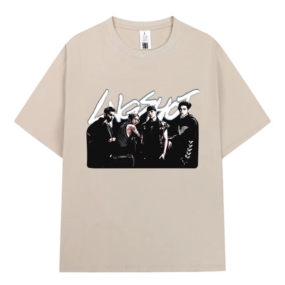 Korean Kpop Hip-hop Group Lngshot T-shirt Men's and Women's Fashion Casual Short-sleeved T-shirt Streetwear