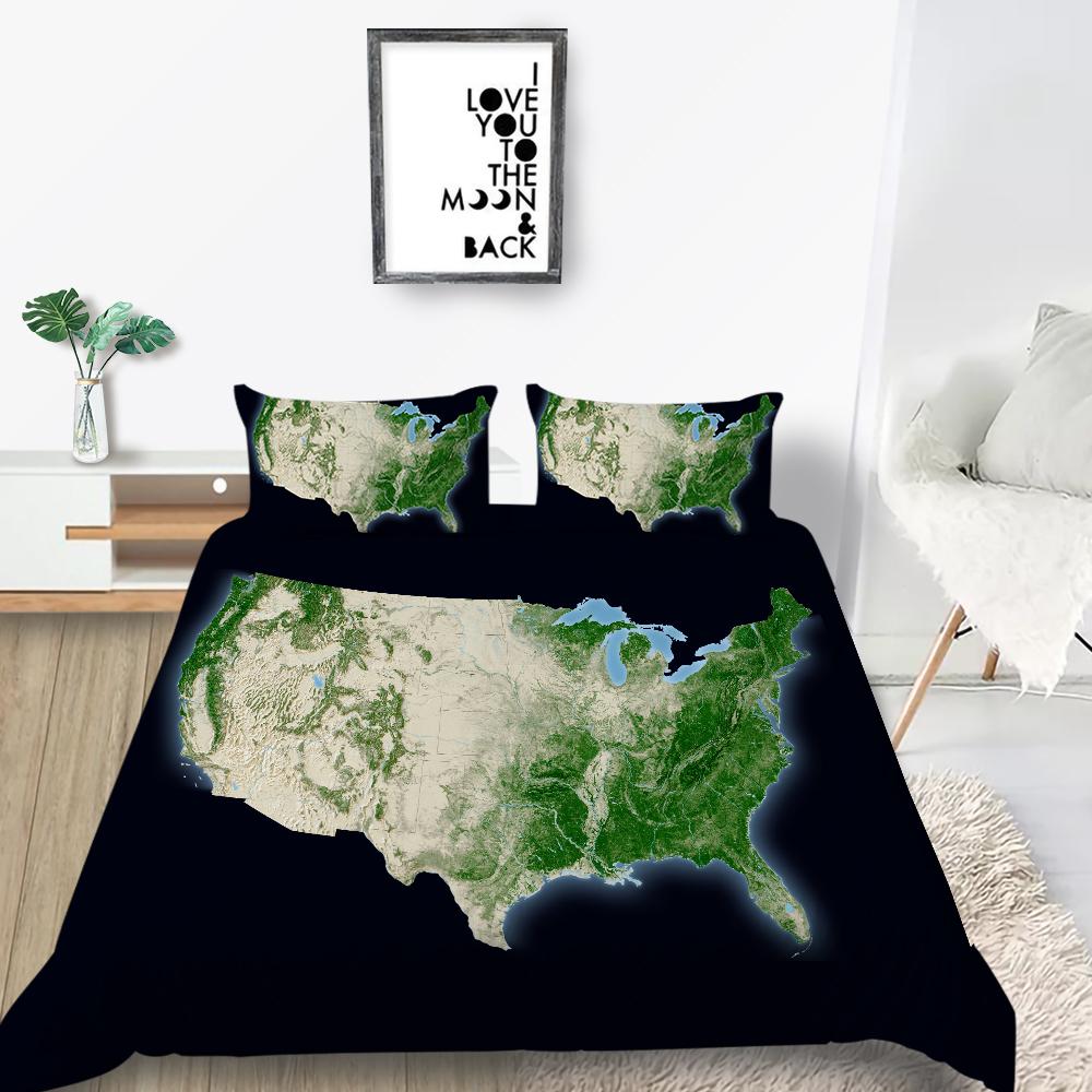 Nová móda Módní styl Sada povlečení Jedinečný design Sada povlaku na přikrývku Chlapci Dospívající King Queen Size Luxusní ložní prádlo Oblek Mapa Ložní soupravy