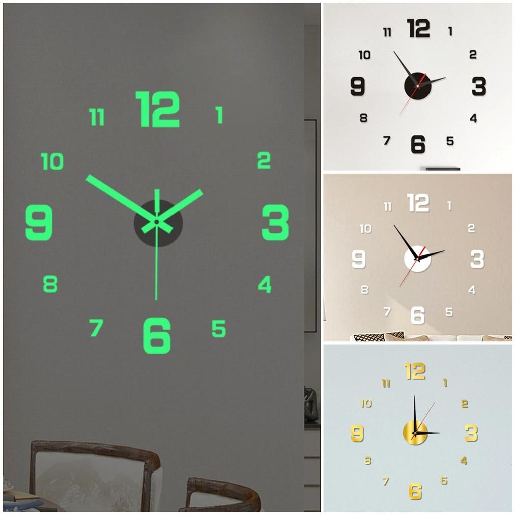 Wall Clock Glow At Night Frameless DIY Stereo Digital Clock for Home Living Room Office Wall Decroation