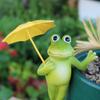 Green Atmosphere Umbrella Frogs Flower Pot Pendant Frogs Sculpture  Outdoor Home Decoration