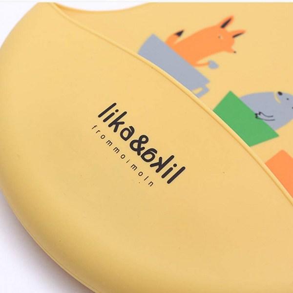 Baby Silikon Lätzchen Beru Yonukake Silikon Wasserdicht Reistasche Baby Ultraweich Waschbar Reistasche (Graufuchs)