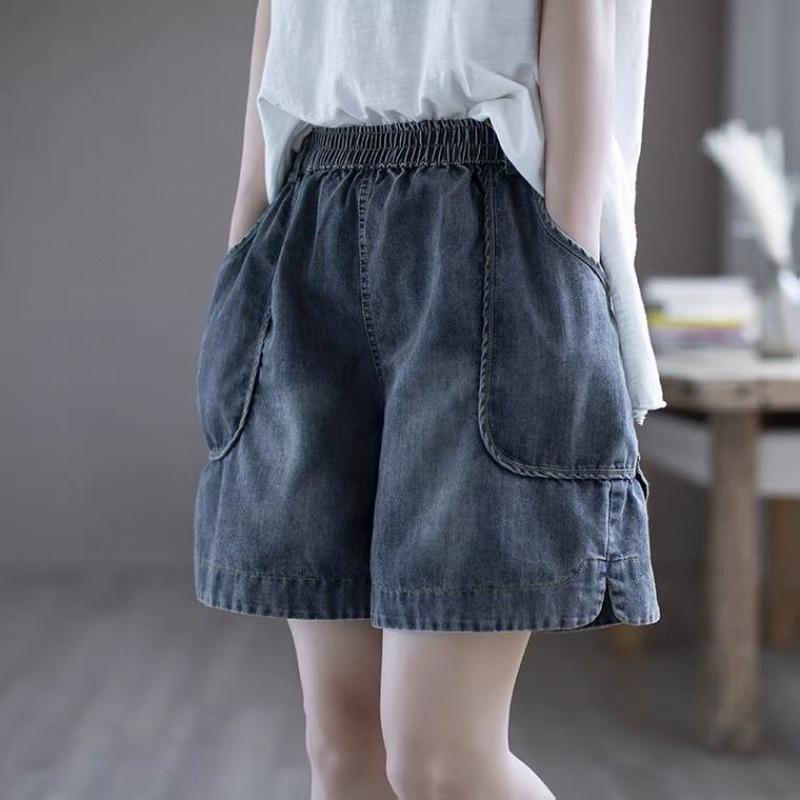 Women s Retro Cartoon Mushroom Embroidered Plus Size Elastic Waist Capris 2XL 160-180 lbs