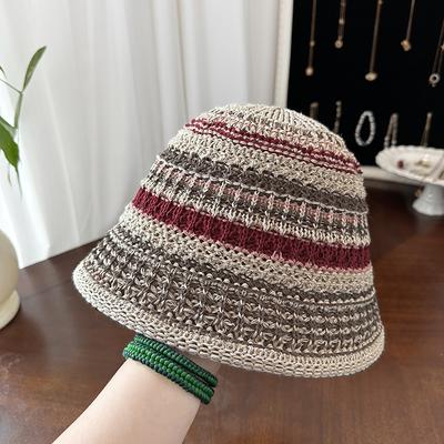Color Matching Fisherman Hat Children Spring and Summer Fashion Sunscreen Hat Hollow Bucket Hat Retro Basin Hat