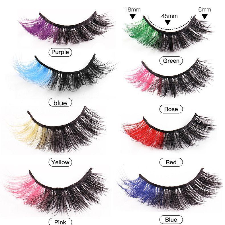 High Imitation Mink Hair Colored False Eyelashes Simulation Dense Curl 8 Pairs Of Eyelashes