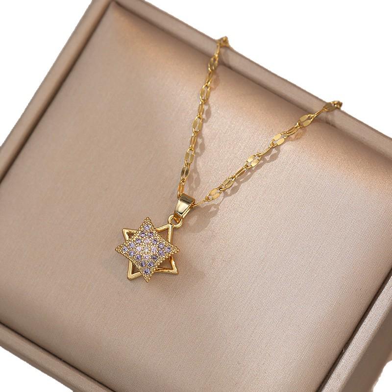 Colorful Zircon Pendant Necklace - Rotating Clavicle Chain for Women