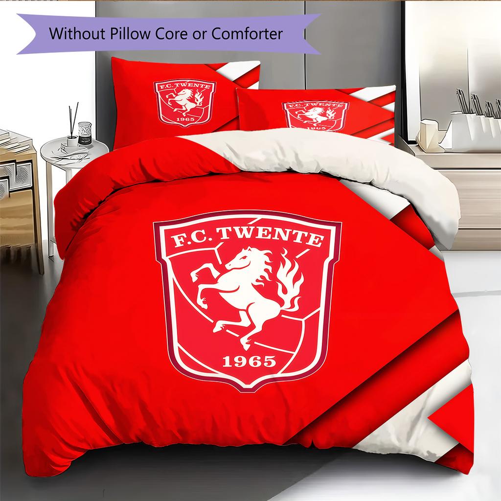 FC Twente Pattern Bedding Quilt Set  Home Decoration  Gift (1 * Duvet Cover + 2 * Pillowcase  Without Core).xwn