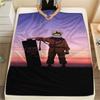 1Pc Cartoon Print Flannel Blanket, High Quality Comfortable for All Seasons, Home Decor, Warmth and Comfort, Perfect for Christmas Birthday Gift