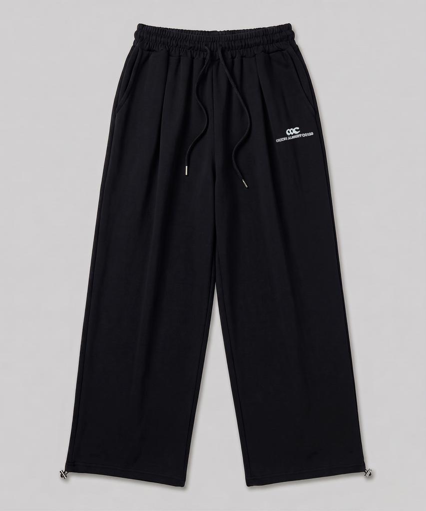 CHICKS All-Light Embroidered One-Pleat Wide Sweatpants Brown