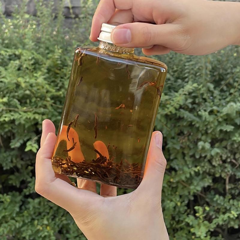 2/5Pcs Storage Bottles & Jars Flower Tea Beverage Bottle Plastic Milk Tea Bottle Flower Juice With Filter Cold Brewing Tea Bottl