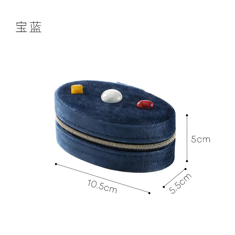 

Light Luxury Velvet Storage Zipper Box with Gemstones Tweed Ring & Bracelet Organizer with Compartments, Velvet Lined Gift