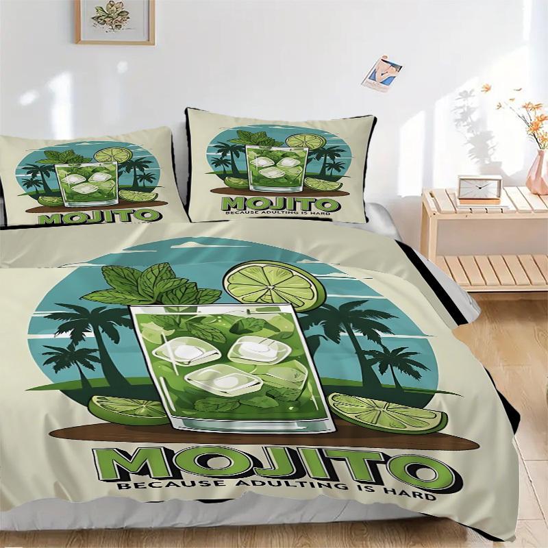 

3pcs Mojito Print Duvet Cover Set, Soft Comfortable Duvet Cover,Guest Room (1*Duvet Cover + 2*Pillowcase, Without Core) yy251104104 135x200cm