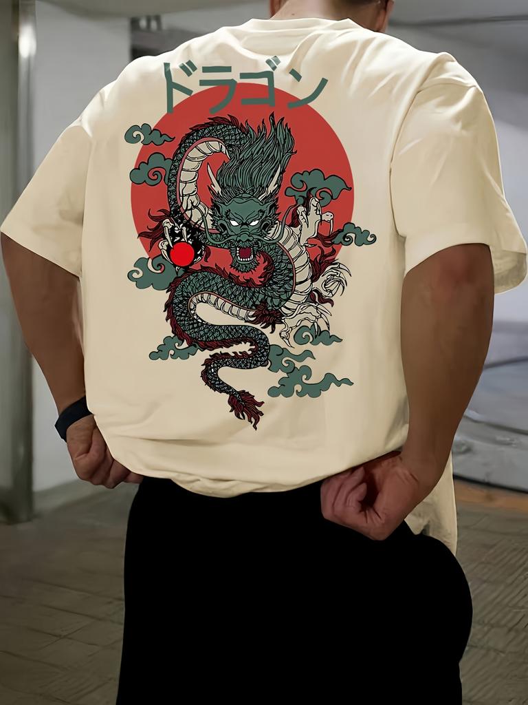 Japanese Anime Dragon Print 100 Cotton Trendy Men Women Tshirts Summer Daily Outdoor Sports Casual Loose Street Shortsleeve