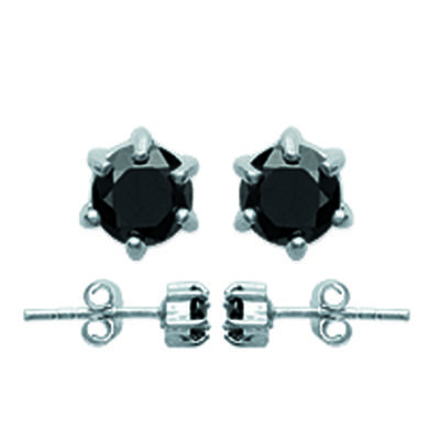[K3806] - 'Essentiel' Silberohrringe Schwarzsilber (rhodiniert) - 4 mm