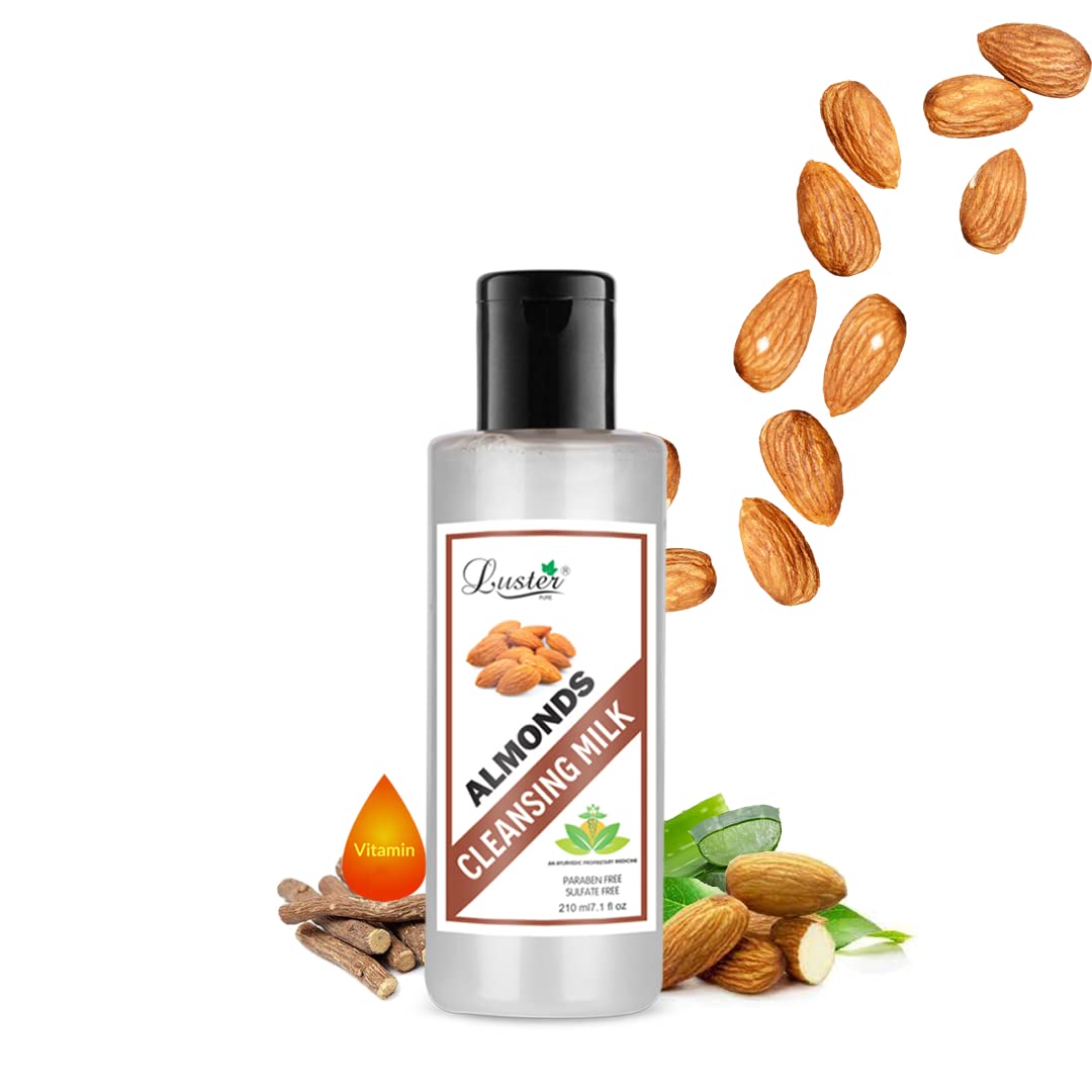 Luster Almond Nourishing Cleansing Milk For Face | Almond With Extra Vitamin E | Cleansing Milk For Dry Skin & Oily Skin | Makeup Remover (Paraben &