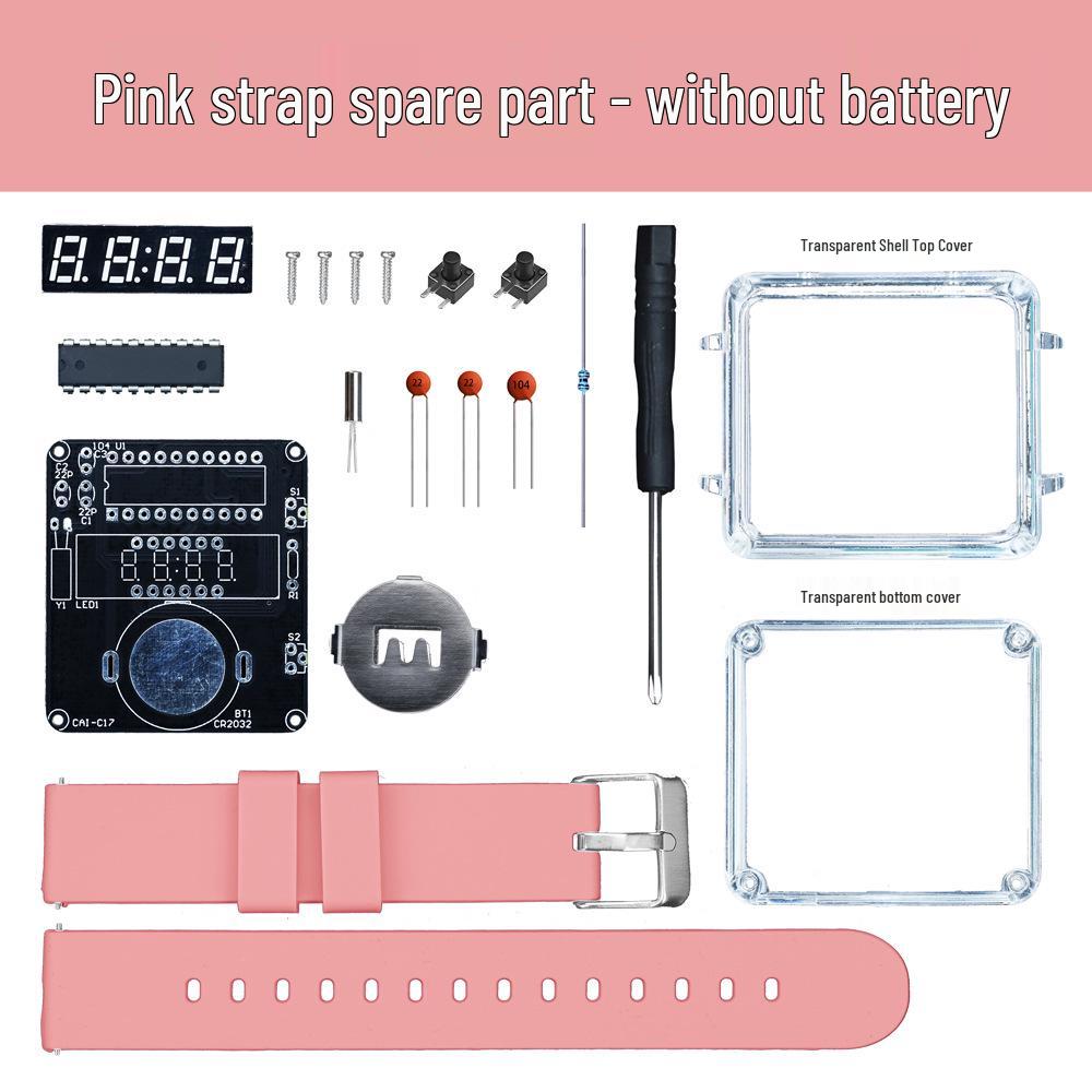 DIY LED Watch Kit: Electronic Assembly with Transparent Microcomputer Digital Display