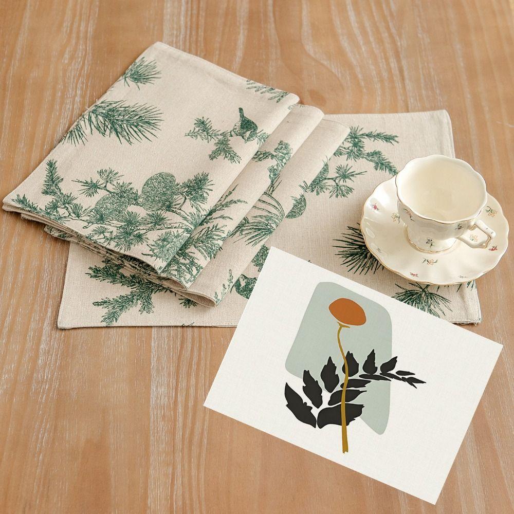 2PCS Rectangle Chinese Style Placemat Elegant Western Style Mat Printed Insulation Pad  Hotel