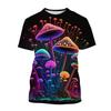 Ανδρικό μπλουζάκι Psychedelic Mushroom 3D Print Forest με στρογγυλή λαιμόκοψη κοντομάνικο φυτά Γραφικό μπλουζάκι μόδας Casual μπλουζάκια unisex