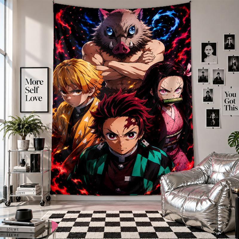 Wall TapestryDemon Slayer Art Hanging Cloth Decorative Background Cover for Room Decoration