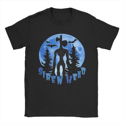 Siren Head blauw T-shirt Strand Hippie T-shirts Man Katoen Ronde Hals Oversized T-shirts Korte Mouw Y2K Leuke Tops