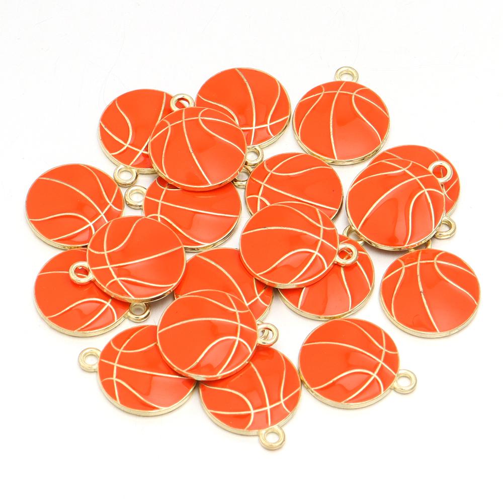 

5Pcs Alloy Drop Oil Color Pendant Football Basketball Rugby Shape Fashion Pendant For DIY Men Women Necklace Earring Party Gift