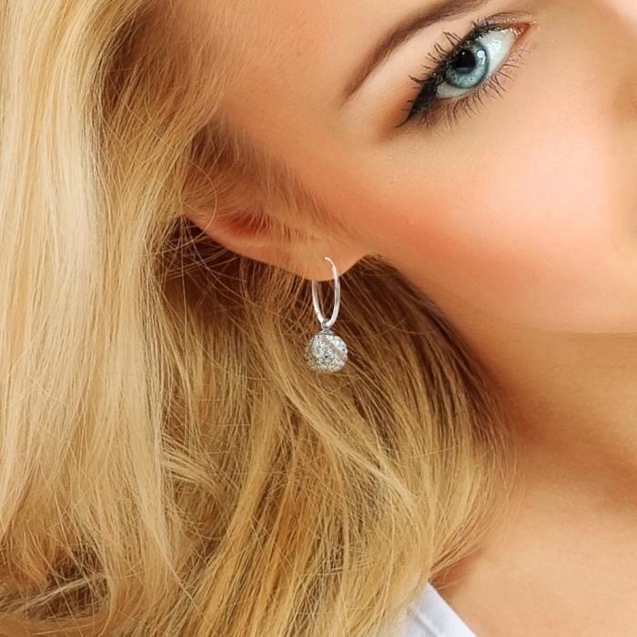 Dangling Earrings - LOVA LOLA VAN DER KEEN - 925 Sterling Silver - White Crystals - Hoop Earrings