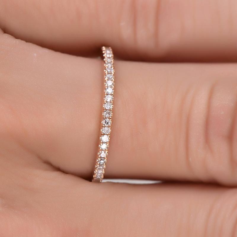 Minimalist Thin Cubic Zircon Finger Ring Silver Tone Dainty Jewelry for Wedding Dinner Party Formal Event Wear