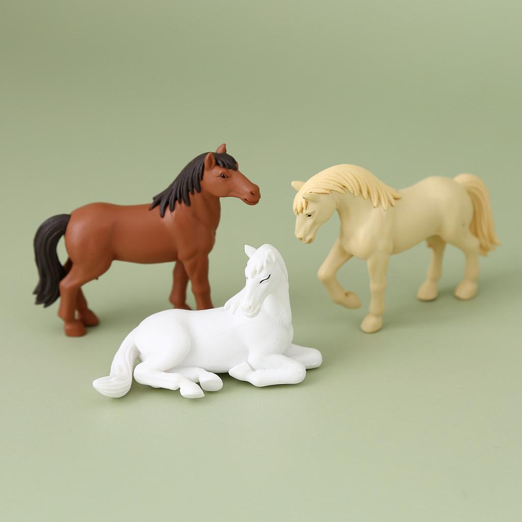 Pvc Horse Model Miniature Figure Set With Three Poses For Home Decor And Collectors
