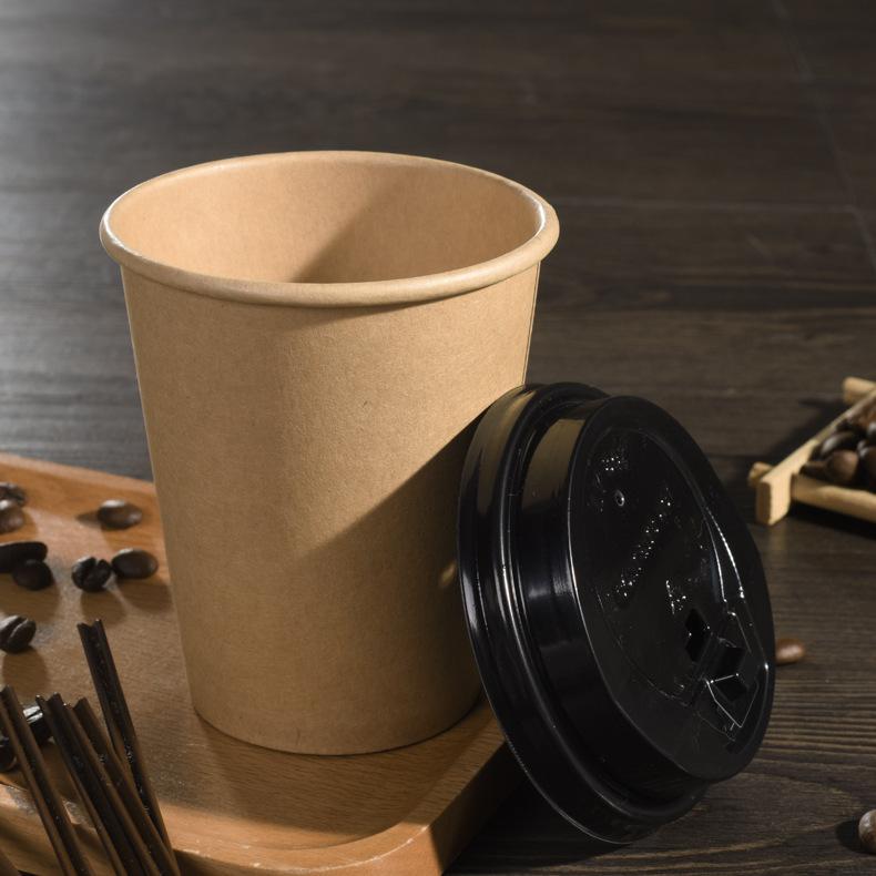 10 pieces original color 500ml 16oz blank plain disposable paper cup coffee cup water cup with plastic lid
