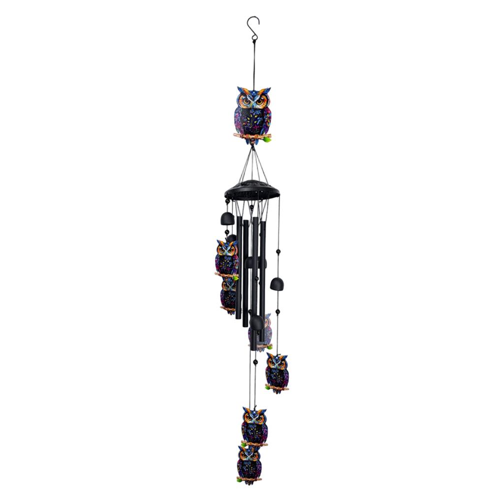 Metal Wind Chime Hanging Decoration with Painted Hummingbird Figurines Outdoor Indoor Garden Patio Porch Accessory