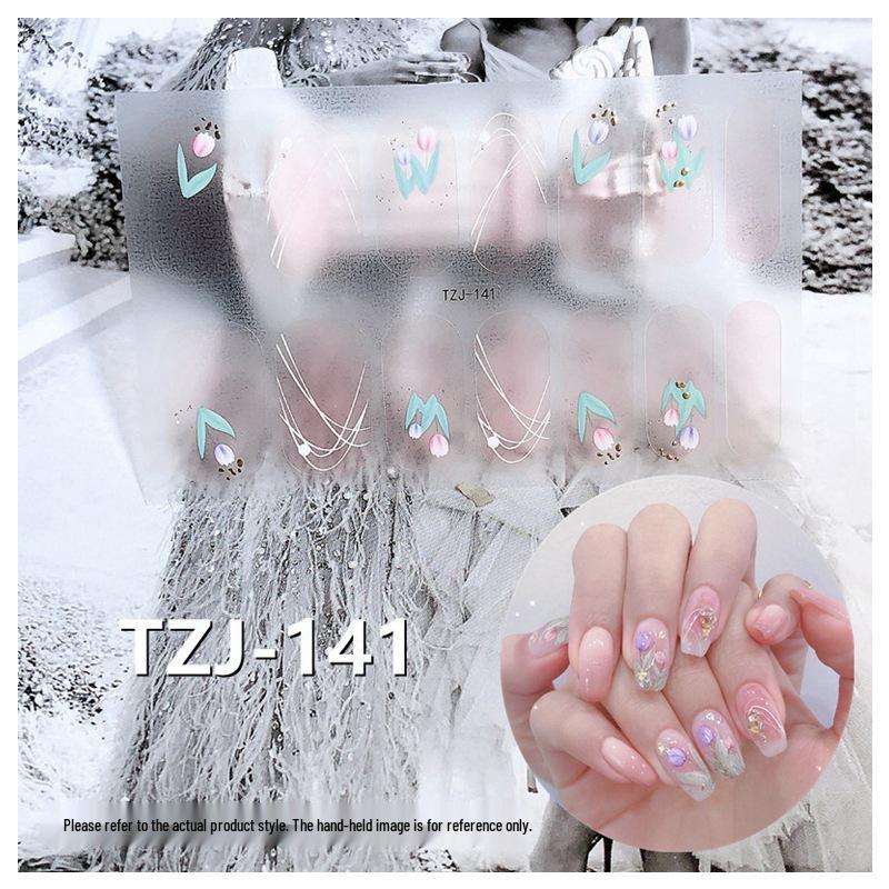 5D Gradient Retro Wearable Nail Art Stickers with Removable Adhesive