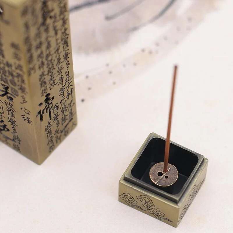 Creative Buddhist Sutra Alloy Incense Stick Burner Vertical Separate Incense Holder Home Office Lucky Decor Zen Ornaments