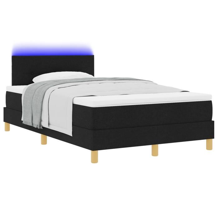VidaXL Lit Box Spring avec Matelas &amp; LED Noir 120x190 cm Tissu 3342424