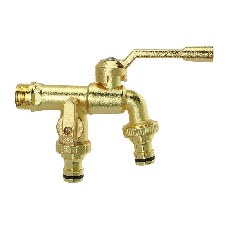 Retro Brass Dual-Outlet High Flow Anti-Freeze Crack-Resistant All-Copper Washing Machine Faucet