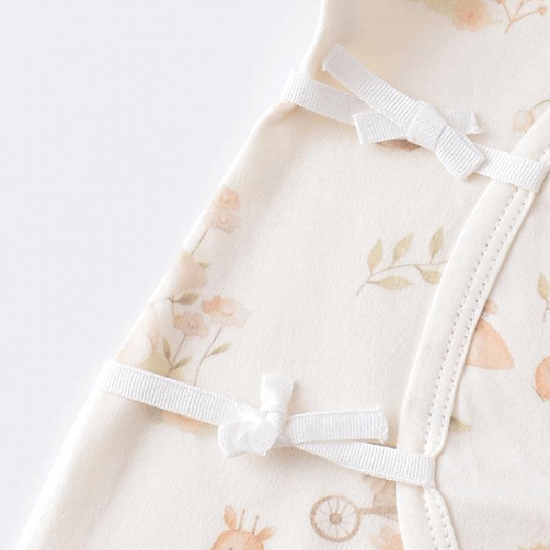 Cotton Baby Romper Long Sleeve Lap Shoulder Design Cross Front Ties Soft Comfortable Newborn Clothes Class A Safety