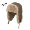 Winter Gift for Men Women Faux Fur Trapper Hat Ushanka Hat with Ear Flaps Plush Lining Windproof Hiking Protection Cap Warm Retro Fuzzy Earflap