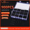 900PCS Black PE Halogen-Free Heat Shrink Tubing Set, 2x Shrinkage, Insulation Sleeves (Boxed, In Stock)