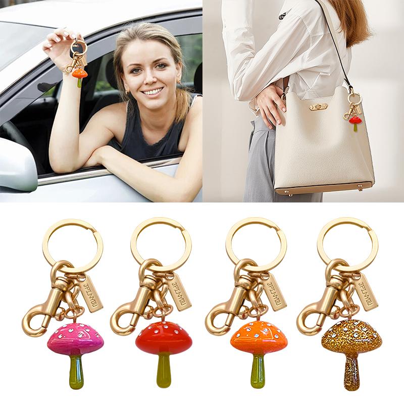 1PC Mushroom Gift Pendant Design Fashion Keychain Marker DIY Creativity Metal Party Cute